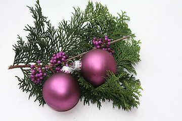 Image showing Purple christmas ornaments