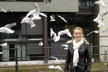 Image showing Woman with Birds