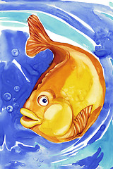 Image showing beautiful gold fish in blue water