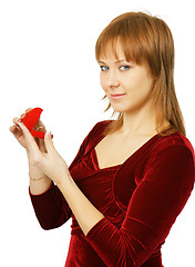 Image showing young girl with a box for rings