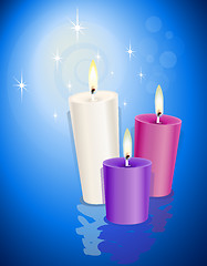 Image showing Candles over blue