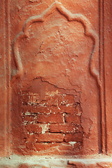 Image showing Mural detail on the Drum House wall at Delhi's Red Fort.