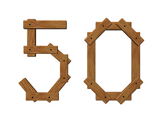 Image showing wooden number fifty