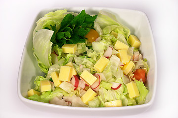 Image showing Cheese, lettuce and radish salad