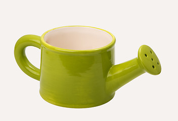 Image showing green ceramic watering can