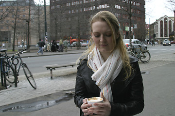 Image showing Woman at Espresso Bar