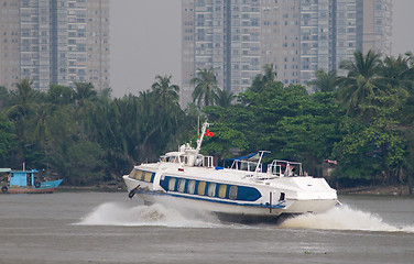 Image showing Hydrofoil boat on Saigon River in Vietnam