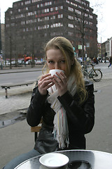 Image showing Woman at Espresso Bar