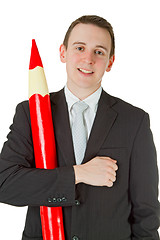 Image showing Businessman with red pencil