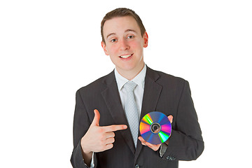 Image showing Businessman with memory disk