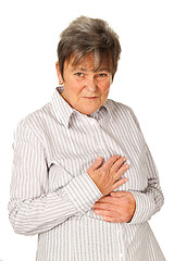 Image showing Senior woman feeling unwell