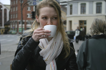 Image showing Woman at Espresso Bar