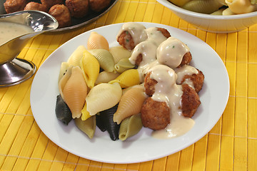 Image showing Koettbullar with noodles
