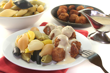 Image showing Koettbullar with noodles