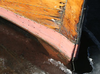 Image showing Bow in icy water.