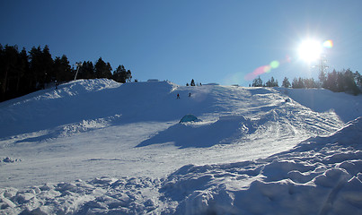 Image showing People on ski in the hill.