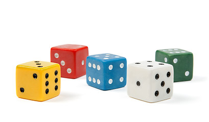 Image showing Colorful dices on white background