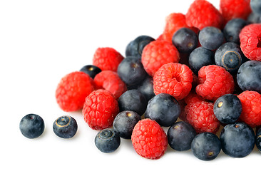 Image showing Raspberries & Blueberries