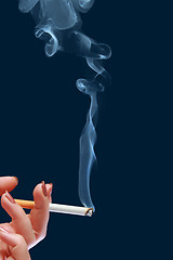 Image showing Woman holds in her hand cigarette which produce smoke