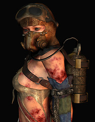 Image showing injured woman wearing a gas mask