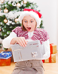 Image showing Girl with Christmas present