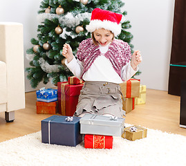 Image showing Girl with Christmas presents