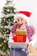 Image showing Girl with Christmas presents