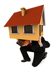 Image showing Business man holding house on his back