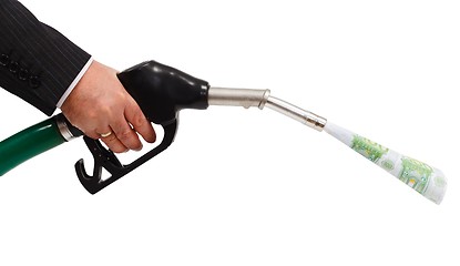 Image showing Money pouring from gas nozzle