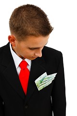 Image showing Man looking at banknotes