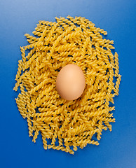 Image showing Twisted pasta with egg