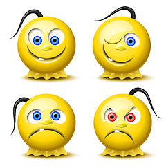 Image showing Four glossy smileys 