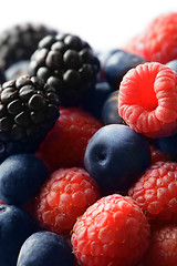 Image showing Raspberries & Blueberries