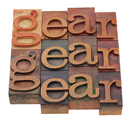 Image showing gear - word in letterpress type