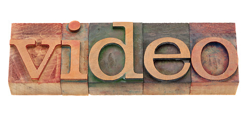 Image showing video word in vintage letterpress type
