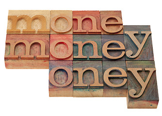 Image showing money - word in letterpress type