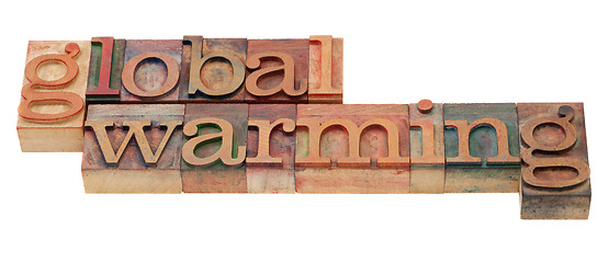 Image showing global warming phrase in letterpress type
