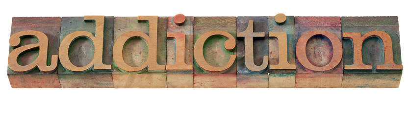 Image showing addiction word  in letterpress type