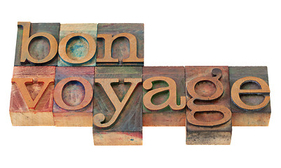 Image showing bon voyage - phrase in letterpress type