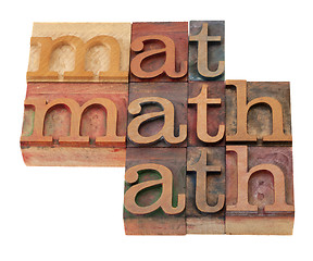 Image showing math word abstract in letterpress type