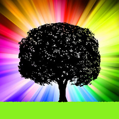 Image showing Tree silhouette, colorful background. EPS 8