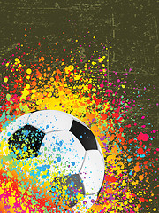 Image showing Splash grunge background with a soccer ball. EPS 8