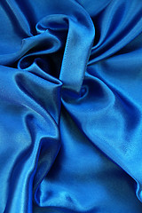 Image showing Smooth elegant blue silk as background 