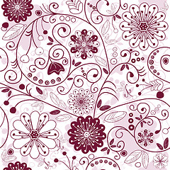 Image showing White-purple seamless floral pattern