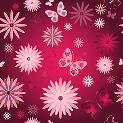 Image showing Red seamless floral  wallpaper