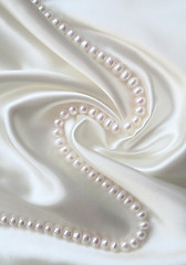 Image showing Smooth elegant white silk with pearls 