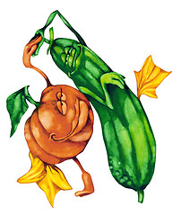 Image showing Pumpkin and Cucumber in love