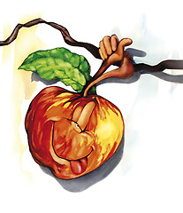 Image showing funny apple on the tree branch