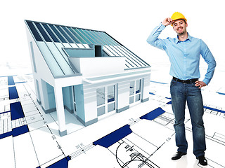 Image showing architect  with his project