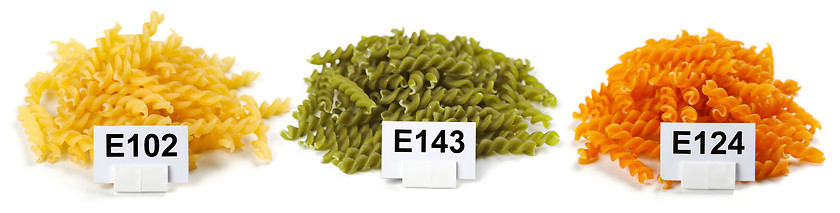 Image showing Bunches of artificially colored pasta